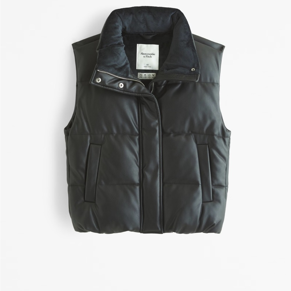 Abercrombie & Fitch Vegan Leather Puffer Vest